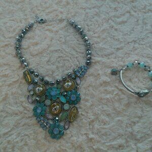 BETSEY JOHNSON Lock & Key Rhinestone Necklace & Bracelet ( 447)